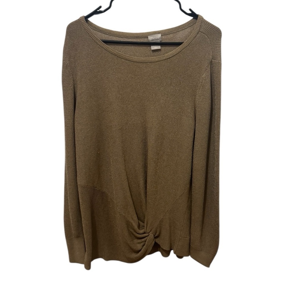 Chico’s Front Twist Neutral Sweater Size XL Petite